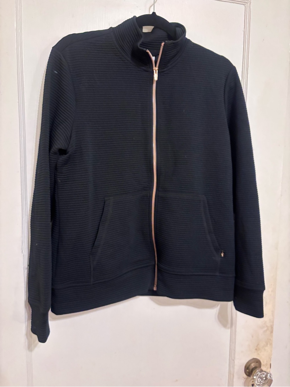 Skechers Black Lightweight Zip-Front Shirt Jacket with Rose Gold Zipper